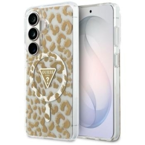 Markowy Hard Case Guess Magnetic IML Leopard Print Triangle Samsung Galaxy S26 Brązowy - 201933