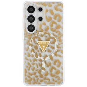 Markowy Hard Case Guess Magnetic IML Leopard Print Triangle Samsung Galaxy S26 Ultra Brązowy - 201950