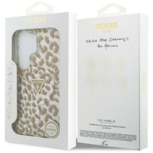 Markowy Hard Case Guess Magnetic IML Leopard Print Triangle Samsung Galaxy S26 Ultra Brązowy - 201952