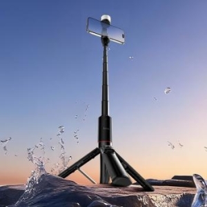 Uchwyt do Selfie Tripod z pilotem bezprzewodowym + światłem LED Hoco K34 Czarny - 204334