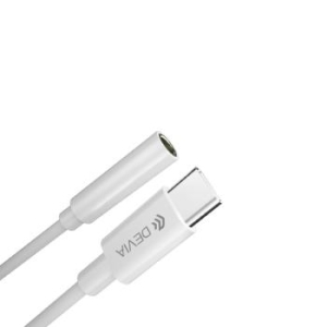 Adapter Typ C - jack 3,5mm Devia EC608 Biały - 205356