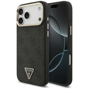 Markowy Hard Case Guess 4G PU W  Triangle Logo Apple iPhone 17 Pro Max Złoty/Czarny - 205553