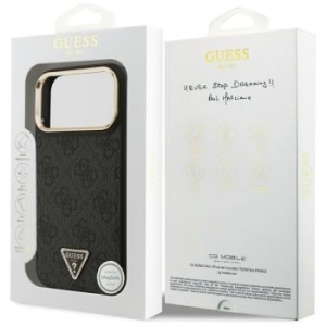Markowy Hard Case Guess 4G PU W  Triangle Logo Apple iPhone 17 Pro Max Złoty/Czarny - 205556