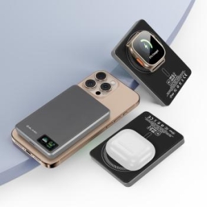Power Bank 10000mAh Typ C BlavecBJ-03 Slim 13,5mm 22,5W magnetyczny indukcyjny Magsafe 3w1 Szary Aluminium - 205726
