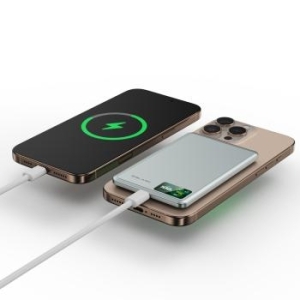 Power Bank 5000mAh Blavec BJ-03 Ultra Slim 7,8mm - Typ C - 22,5W magnetyczny indukcyjny Magsafe 3w1 Szary aluminium - 205729