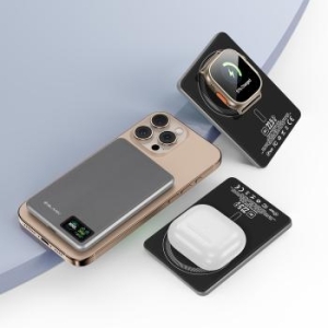 Power Bank 5000mAh Blavec BJ-03 Ultra Slim 7,8mm - Typ C - 22,5W magnetyczny indukcyjny Magsafe 3w1 Szary aluminium - 205730