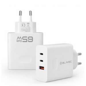 Ładowarka sieciowa USB + 2xTyp C Blavec BC-11 GaN QC PD 65W 3A Biały - 205808