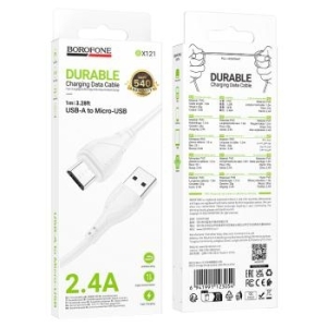 Kabel USB na Micro USB Borofone BX121 Energy 2,4A 1m Biały - 205792