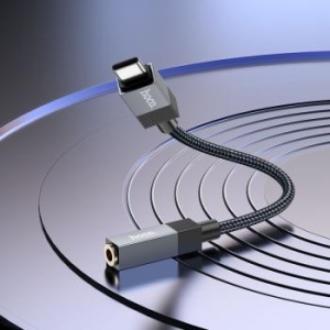 Adapter AUX Typ C (męski) do Jack 3,5 mm (żeński) Hoco UPA32C Czarny - 206280