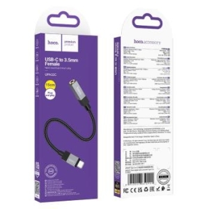 Adapter AUX Typ C (męski) do Jack 3,5 mm (żeński) Hoco UPA32C Czarny - 206281