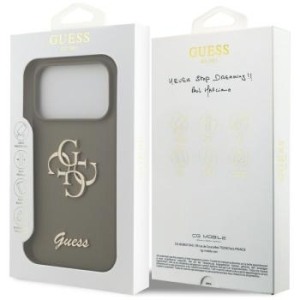 Markowy Hard Case Guess Silicone Big 4G Script Apple iPhone 17 Pro Brązowy - 206469