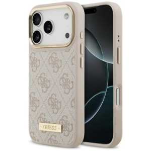 Markowy Hard Case Guess 4G Logo Plate MagSafe Apple iPhone 17 Pro Różowy - 206470