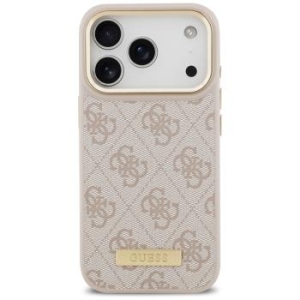 Markowy Hard Case Guess 4G Logo Plate MagSafe Apple iPhone 17 Pro Różowy - 206471