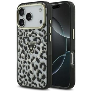 Markowy Hard Case Guess PC TPU W Leopard Glitter Apple iPhone 17 Pro Czarny - 206560
