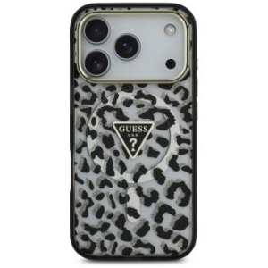Markowy Hard Case Guess PC TPU W Leopard Glitter Apple iPhone 17 Pro Czarny - 206561