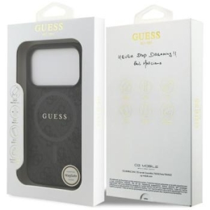 Markowy Hard Case Guess PU 4G Ring Classic Logo Apple iPhone 17 Pro Czarny - 206546