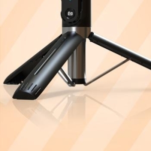 Uchwyt do selfie z odpinanym pilotem Bluetooth, Tripodem i lampą LED - P90D Czarny - 207466