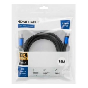 Kabel HDMI 2.0 Blue Star 4K 120Hz - High Speed, HDR, ARC, Ethernet, AWM, 18Gbps 1,5 m Czarny - 207479