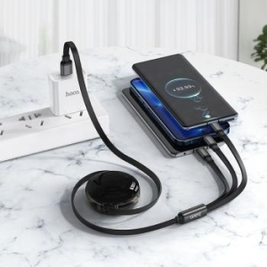 Kabel 3w1 USB A do Lightnig / Micro USB / USB C Hoco 2A 1m X78 Czarny - 208814