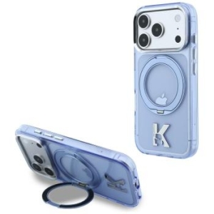 Markowy Hard Case Karl Lagerfeld IML Ring Stand 360 Kameo Metal MagSafe Apple iPhone 18 Pro / 17 Pro Niebieski - 208017