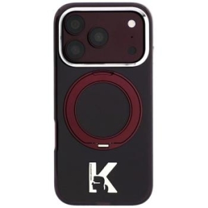 Markowy Hard Case Karl Lagerfeld IML Ring Stand 360 Kameo Metal MagSafe Apple iPhone 18 Pro / 17 Pro Burgundowy - 208020