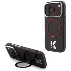 Markowy Hard Case Karl Lagerfeld IML Ring Stand 360 Kameo Metal MagSafe Apple iPhone 18 Pro / 17 Pro Burgundowy - 208021