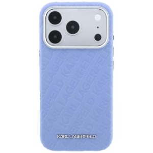 Markowy Hard Case Karl Lagerfeld Grained Allover Logo Metal Elongated MagSafe Apple iPhone 18 Pro Max / 17 Pro Max Niebieski - 208025