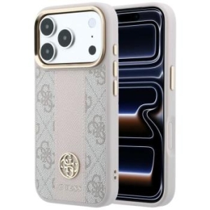 Markowy Hard Case Guess Stripe Round and Classic Logos 4G z MagSafe Apple iPhone 18 Pro / 17 Pro Różowy - 208188