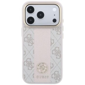 Markowy Hard Case Guess Stripe Round and Classic Logos 4G z MagSafe Apple iPhone 18 Pro / 17 Pro Różowy - 208189