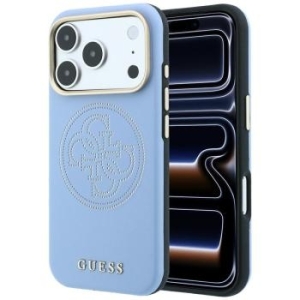 Markowy Hard Case Guess Perforated 4G Gold Logo Magsafe Apple iPhone 18 Pro / 17 Pro Jasny Niebieski - 208124