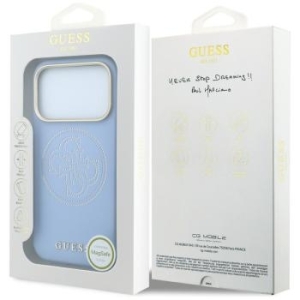 Markowy Hard Case Guess Perforated 4G Gold Logo Magsafe Apple iPhone 18 Pro / 17 Pro Jasny Niebieski - 208127