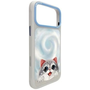 Markowy Hard Case Nimmy Big Eyed Lying Silver Shaded Cat z MagSafe Apple iPhone 18 Pro Max / 17 Pro Max Szary - 208061