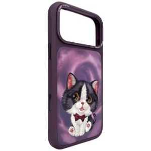 Markowy Hard Case Nimmy Big Eyed Cream Cat Apple iPhone 18 Pro Max / 17 Pro Max Fioletowy - 208106
