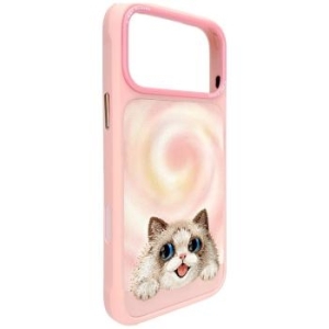 Markowy Hard Case Nimmy Big Eyed Lying Ragdoll Cat z MagSafe Apple iPhone 18 Pro / 17 Pro Różowy - 208149