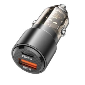 Ładowarka samochodowa USB + Typ C Borofone BZ20A Smart QC 3.0 PD 83W Przezroczysty/Czarny - 208893