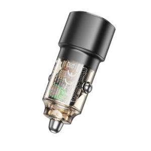 Ładowarka samochodowa USB + Typ C Borofone BZ20A Smart QC 3.0 PD 83W Przezroczysty/Czarny - 208894