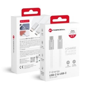 Kabel Typ C do Typ C Forcell F-Energy QC4.0 PD 3A 60W Cafule Flat 1,2m Biały - 209012