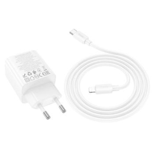 Ładowarka Sieciowa 2xTyp C + 2xUSB A Hoco QC3.0 PD 3A 20W + Kabel Typ C do Lightning N55 Biały - 209027