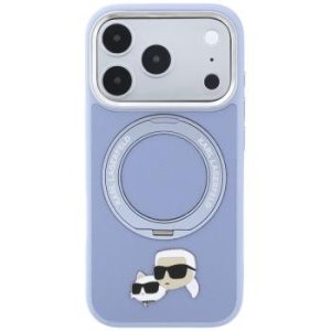 Markowy Hard Case Karl Lagerfeld with Ring Stand Karl & Choupette Heads Pin MagSafe Apple Phone 18 Pro / 17 Pro Jasny Niebieski - 209130
