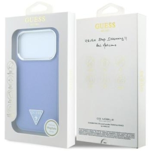 Markowy Hard Case Guess Grained Triangle Logo MagSafe Apple iPhone 18 Pro / 17 Pro Niebieski - 209116