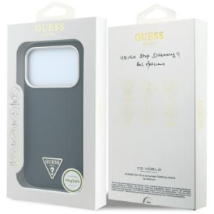 Markowy Hard Case Guess Kevlar Triangle Logo MagSafe Apple iPhone 18 Pro Max / 17 Pro Max Czarny - 209212