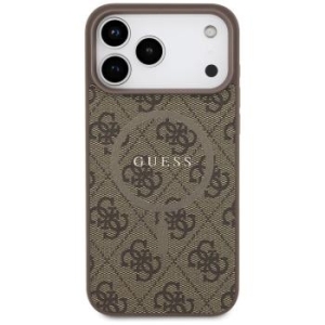 Markowy Hard Case Guess PU 4G Ring Classic Logo z MagSafe Apple iPhone 17 Pro Max Brązowy - 209322